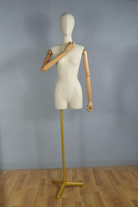 Wooden lady's mannequin with cloth wrap